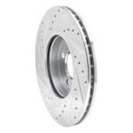 R1 Concepts 2002-2006 MINI Cooper (Excl Clubman) Front Right Drilled & Slotted Silver Brake Rotor - Image 5