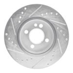 R1 Concepts 2007-2015 MINI Cooper Clubman Front Right Drilled & Slotted Silver Brake Rotor - Image 2