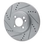 R1 Concepts 2007-2015 MINI Cooper (Excl Clubman) Front Left Drilled & Slotted Silver Brake Rotor - Image 3