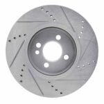 R1 Concepts 2007-2015 MINI Cooper (Excl Clubman) Front Left Drilled & Slotted Silver Brake Rotor - Image 2