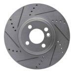 R1 Concepts 2007-2015 MINI Cooper (Excl Clubman) Front Left Drilled & Slotted Silver Brake Rotor