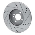 R1 Concepts 2007-2015 MINI Cooper (Excl Clubman) Front Left Drilled & Slotted Silver Brake Rotor - Image 5