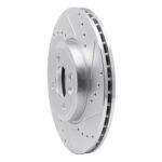 R1 Concepts 2007-2015 MINI Cooper (Excl Clubman) Front Right Drilled & Slotted Silver Brake Rotor - Image 3