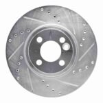 R1 Concepts 2007-2015 MINI Cooper (Excl Clubman) Front Right Drilled & Slotted Silver Brake Rotor