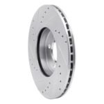 R1 Concepts 2007-2015 MINI Cooper (Excl Clubman) Front Right Drilled & Slotted Silver Brake Rotor - Image 5