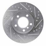 R1 Concepts 2011-2016 MINI Cooper Countryman Front Left Drilled & Slotted Silver Brake Rotor - Image 2
