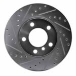 R1 Concepts 2011-2016 MINI Cooper Countryman Front Left Drilled & Slotted Silver Brake Rotor