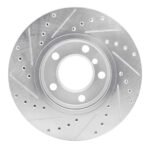 R1 Concepts 2011-2016 MINI Cooper Countryman Front Right Drilled & Slotted Silver Brake Rotor - Image 2