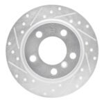 R1 Concepts 2011-2016 MINI Cooper Countryman Rear Left Drilled & Slotted Silver Brake Rotor