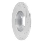 R1 Concepts 2011-2016 MINI Cooper Countryman Rear Left Drilled & Slotted Silver Brake Rotor - Image 5