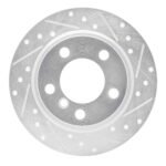 R1 Concepts 2011-2016 MINI Cooper Countryman Rear Right Drilled & Slotted Silver Brake Rotor
