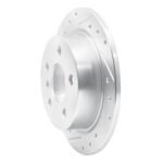 R1 Concepts 2014-2024 MINI Cooper (Excl Clubman) Rear Left Drilled & Slotted Silver Brake Rotor - Image 3