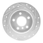 R1 Concepts 2014-2024 MINI Cooper (Excl Clubman) Rear Left Drilled & Slotted Silver Brake Rotor - Image 2