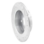 R1 Concepts 2014-2024 MINI Cooper (Excl Clubman) Rear Left Drilled & Slotted Silver Brake Rotor - Image 5