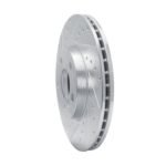 R1 Concepts 2016-2024 MINI Cooper (Excl Clubman) Front Left Drilled & Slotted Silver Brake Rotor - Image 3