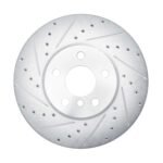 R1 Concepts 2016-2024 MINI Cooper (Excl Clubman) Front Left Drilled & Slotted Silver Brake Rotor