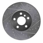 R1 Concepts 2016-2024 MINI Cooper Countryman Front Right Drilled & Slotted Silver Brake Rotor