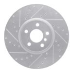 R1 Concepts 15-19 Mini Cooper Clubman Front Left Drilled & Slotted Silver Brake Rotor