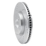 R1 Concepts 2015-2026 BMW X2 Front Left Drilled & Slotted Silver Brake Rotor