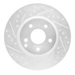 R1 Concepts 03-06 Mercedes-Benz E350 Front Left Drilled & Slotted Silver Brake Rotor