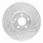 R1 Concepts 02-09 Mercedes-Benz E500 Front Right Drilled & Slotted Silver Brake Rotor