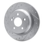 R1 Concepts 2007-2013 Mercedes-Benz SL550 Rear Left Drilled & Slotted Silver Brake Rotor - Image 3