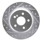 R1 Concepts 2007-2013 Mercedes-Benz SL550 Rear Left Drilled & Slotted Silver Brake Rotor