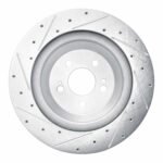 R1 Concepts 2014-2021 Mercedes-Benz S550 Rear Right Drilled & Slotted Silver Brake Rotor - Image 2
