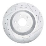 R1 Concepts 2014-2021 Mercedes-Benz S550 Rear Right Drilled & Slotted Silver Brake Rotor