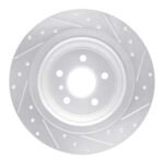 R1 Concepts 2012-2018 Mercedes-Benz GLE300D Rear Left Drilled & Slotted Silver Brake Rotor - Image 2