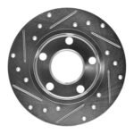 R1 Concepts 1985-2000 Audi A8 Rear Right Drilled & Slotted Silver Brake Rotor - Image 2