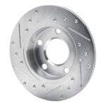 R1 Concepts 1985-2000 Audi A8 Rear Right Drilled & Slotted Silver Brake Rotor - Image 5