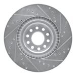 R1 Concepts 2001-2003 Audi S8 Front Left Drilled & Slotted Silver Brake Rotor - Image 2