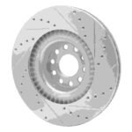 R1 Concepts 2001-2003 Audi S8 Front Left Drilled & Slotted Silver Brake Rotor - Image 5