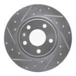 R1 Concepts 2000-2009 Audi A4 Quattro Rear Left Drilled & Slotted Silver Brake Rotor