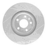 R1 Concepts 05-11 Audi A6 Quattro Front Right Drilled & Slotted Silver Brake Rotor
