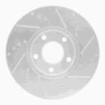 R1 Concepts 1992-8 Audi A6 Quattro Front Left Drilled & Slotted Silver Brake Rotor - Image 2