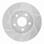 R1 Concepts 1992-8 Audi A6 Quattro Front Left Drilled & Slotted Silver Brake Rotor