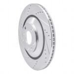 R1 Concepts 2004-2018 Audi S8 Rear Left Drilled & Slotted Silver Brake Rotor - Image 3