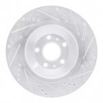 R1 Concepts 2004-2018 Audi S8 Rear Left Drilled & Slotted Silver Brake Rotor - Image 2