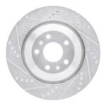 R1 Concepts 2004-2018 Audi S8 Rear Left Drilled & Slotted Silver Brake Rotor