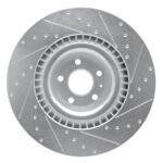R1 Concepts 07-11 Audi S6 Front Left Drilled & Slotted Silver Brake Rotor - Image 2