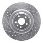 R1 Concepts 07-11 Audi S6 Front Left Drilled & Slotted Silver Brake Rotor