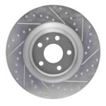 R1 Concepts 08-11 Audi S5 Front Right Drilled & Slotted Silver Brake Rotor