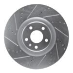 R1 Concepts 2012-2018 Audi A6 (USA/Canada) Front Left Drilled & Slotted Silver Brake Rotor