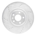 R1 Concepts 2012-2020 Audi Q5 (USA/Canada) Except Hybrid Front Left Drilled & Slotted Silver Brake Rotor