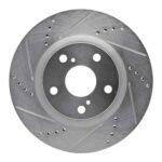 R1 Concepts 2022-2025 Audi A3 Quattro Front Left Drilled & Slotted Silver Brake Rotor