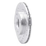 R1 Concepts 1980-8 Audi Coupe Front Left Drilled & Slotted Silver Brake Rotor - Image 3