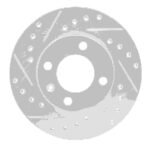 R1 Concepts 1980-8 Audi Coupe Front Left Drilled & Slotted Silver Brake Rotor