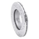 R1 Concepts 1980-8 Audi Coupe Front Left Drilled & Slotted Silver Brake Rotor - Image 5